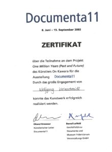 Dokumenta 11, Zertifikat, One Million Years, On Kawara, 8
