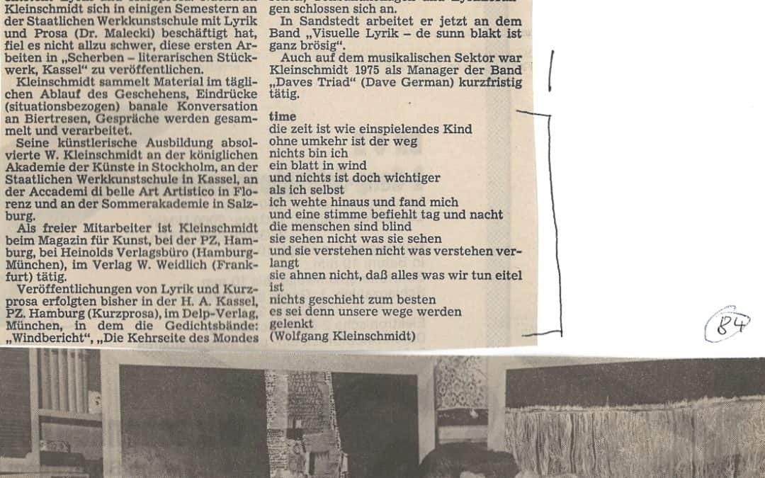 Maler, Grafiker, Literat Wolfgang Kleinschmidt von Hagen abgeflogen wk 1984